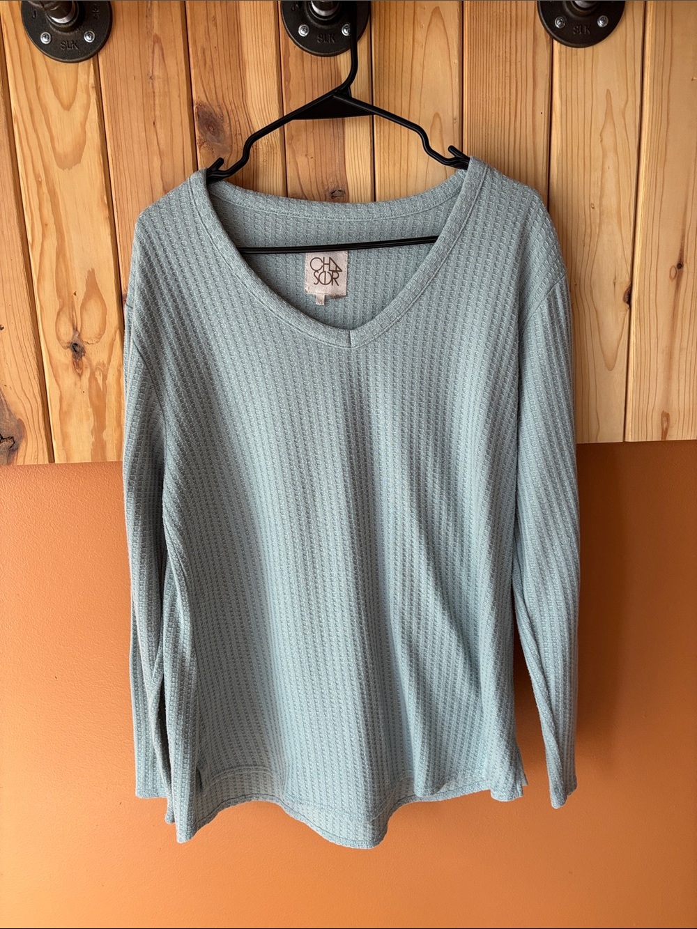 Chaser Waffle V-Neck Long Sleeve Top